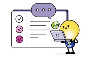 CareersHorizon lightbulb mascot with laptop exploring career resources