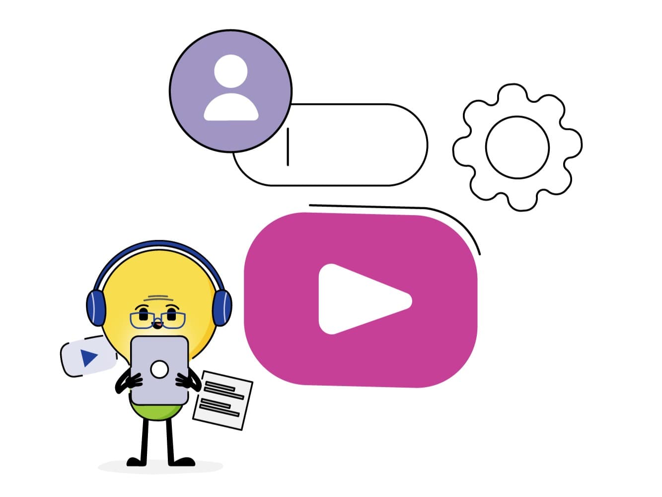 CareersHorizon lightbulb mascot viewing streaming video on mobile device.
